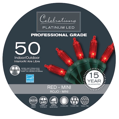 Celebrations PLTNM T5 MINI 50CT RED LEDR-T550-RD6PA
